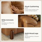 Cloud Couch Sectional, 3 Seater L-Shaped Sofa, Faux Leather in Brown | Pet-Friendly Scratch-Resistant Leather Sectional Sofas for Living Room, Deep Seat Wide Couch with Chaise, Storage Ottoman