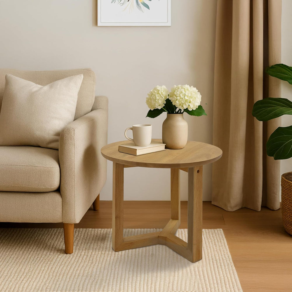TUP THE URBAN PORT Nina 18.5" Round Handcrafted Side End Table | Natural...