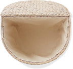 Casafield Half Moon Laundry Hamper with Lid and Removable Liner Bag - Whitewash, Woven Water Hyacinth Laundry Basket for Clothes and Towels