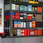 68" Wide Heavy Duty Garage Shelving Units, 5-Tier Deep Storage Shelves,Black Metal Garage Shelves,Steel Shelf,Large Storage Rack,Industrial Shelving for Shop, 68" W x 20" D x 84" H,2 Pack