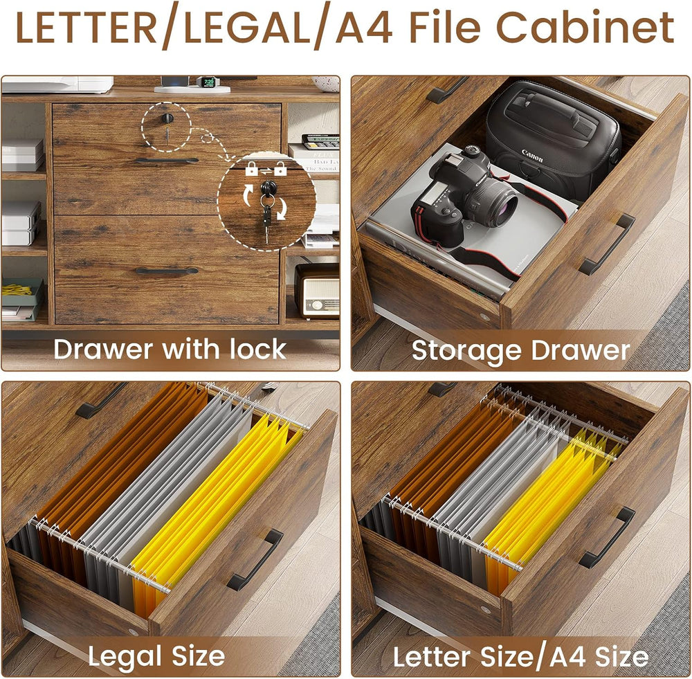 SEDETA 44" File Cabinet with Lock, Filing Cabinet fits Legal/Letter Size...