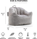 Big Joe Bean Bag Chairs Bundle - Hug Chair Gray 34.5" W and Dorm Chair Black 33" L for Comfortable Lounging