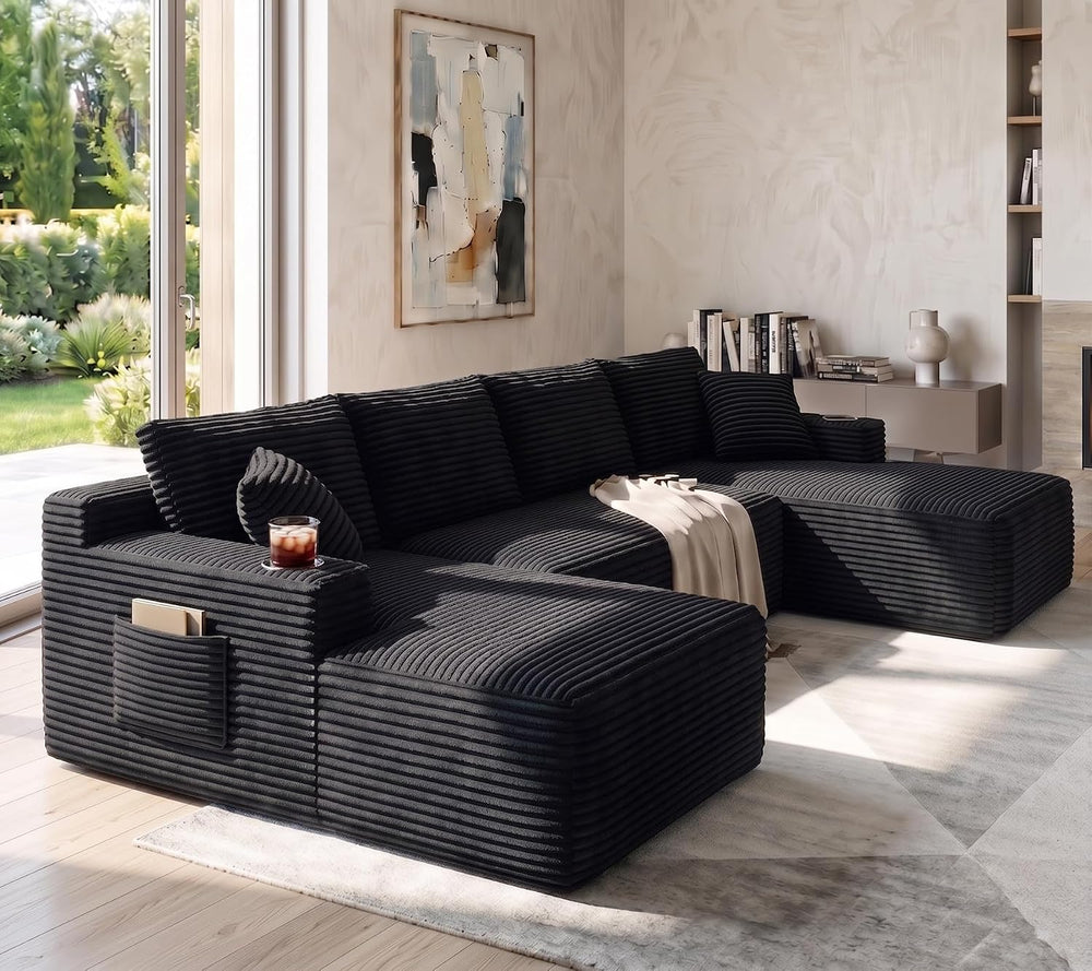 134 Inch Modular Sectional Sofa, Cloud Couch for Living Room | Modern Corduro...