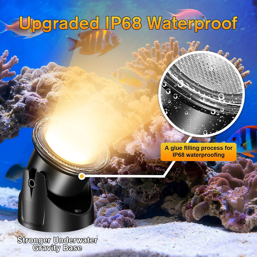 POPOSOAP Warm White Solar Pond Lights, Underwater Solar Lights with Timer, 2 ...
