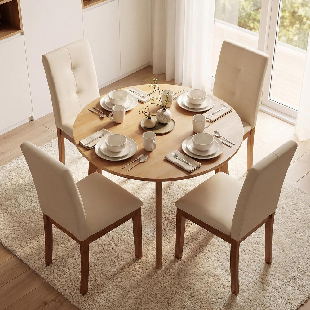 LSSBOUGHT Upholstered Kitchen & Dining Room Chairs with High Back, Linen ...