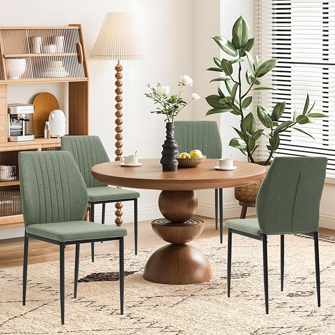 Dining Chairs Set of 4, Upholstered Wooden Dining Room Chairs, Mid Century Mo...