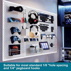 Pegboard Rack Garage Storage,Steel Pegboard Heavy Duty- 3 Pack 16-Inch X 24-Inch Metal Peg Board Tool Organization Panels (White)