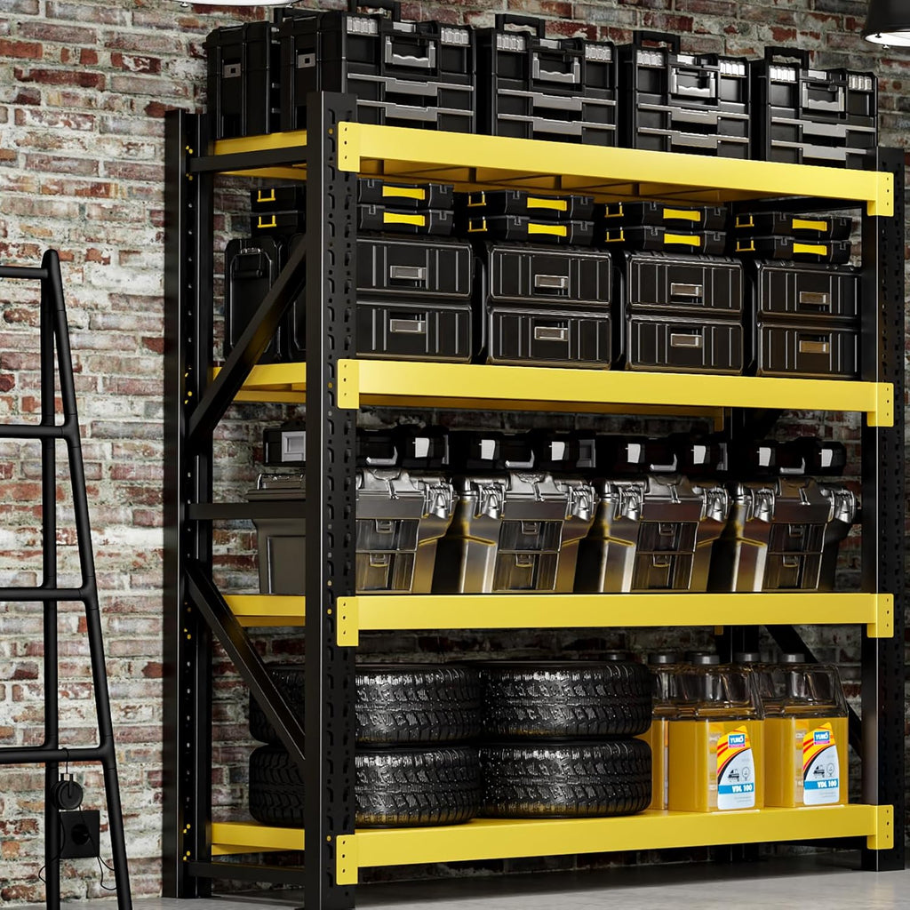 3000LBS Heavy-Duty Garage Shelving, 59" W Metal Shelves, 4-Tier Adjustable Garage Shelving Units, Storage Racks for Warehouse, Workshop