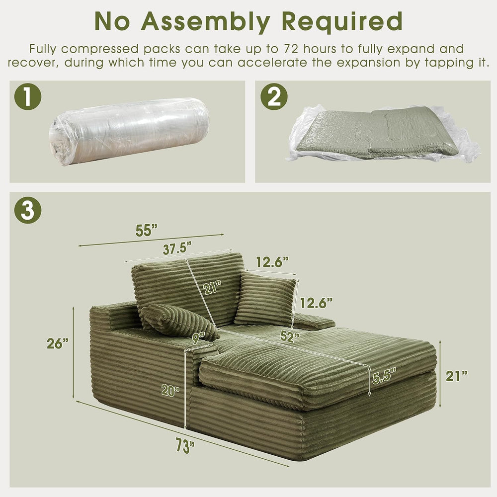 WorthFurni 57.5" Oversized Chaise Lounge Chair Indoor - Upholstered Sofa...