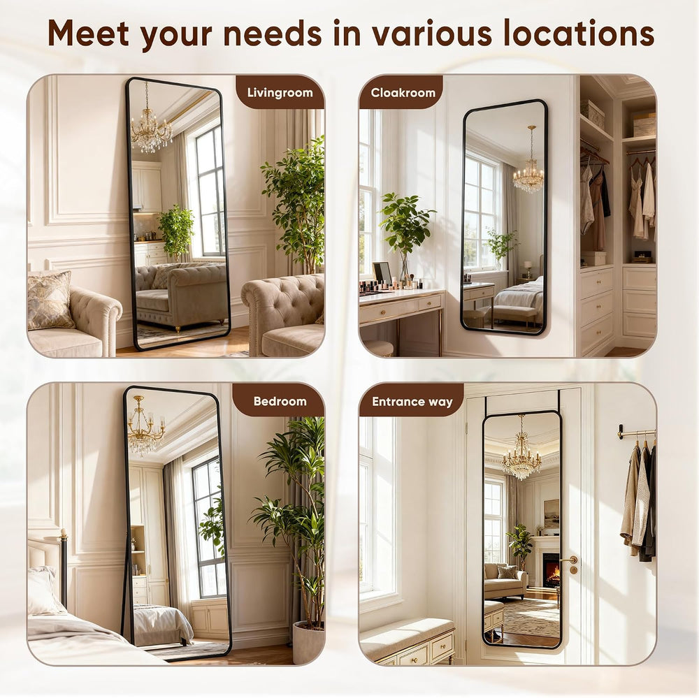 Antok 48" x 14" Full Length Over-the-Door Mirror, Hanging Mirror, B...