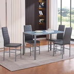 PU Dining Chairs Set of 4, Modern Kitchen & Dining Room Chairs Faux Leather Upholstered Dinner Chairs with Metal Legs for Small Space (Could Gray, Crossbar)