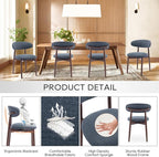 COLAMY Wooden Dining Room Chairs Set of 6, Modern Upholstered Fabric Dining Chairs, Farmhouse Kitchen Side Chair with Foot Pegs, Blue