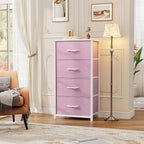 DWVO Storage Drawer with 4 Drawers - Fabric Dressers, Dresser for Bedroom, Living Room, Closets - Sturdy Steel Frame, Wooden Top & Easy Pull Fabric Bins