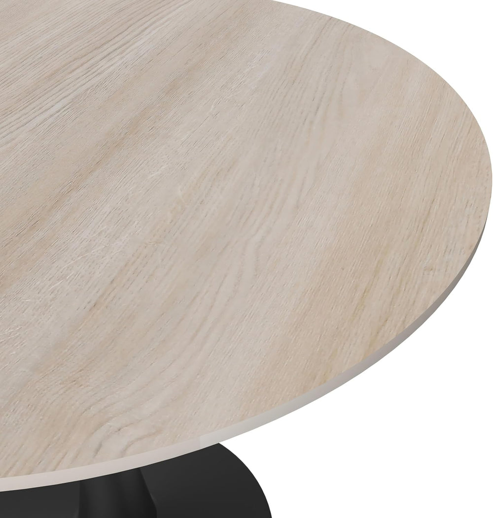LeisureMod 35" Round Dining Table with Sintered Stone Top – Modern Black...