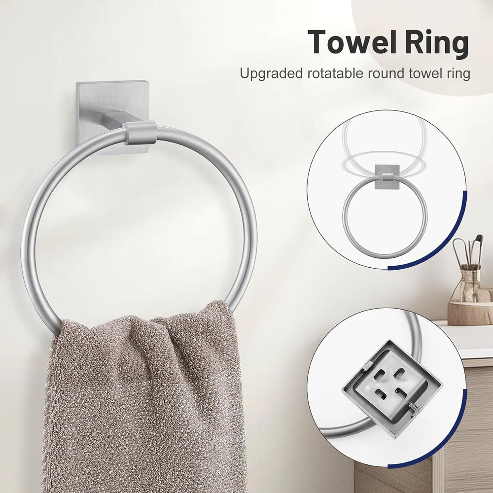 5 Pieces Bathroom Hardware Set, Brushed Nickel Towel Bar Set Includes 23.6” T...