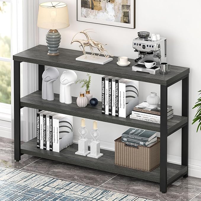 EXCEFUR Rustic Console Tables for Entryway, Sofa Table with 3 Tier Storage Sh...