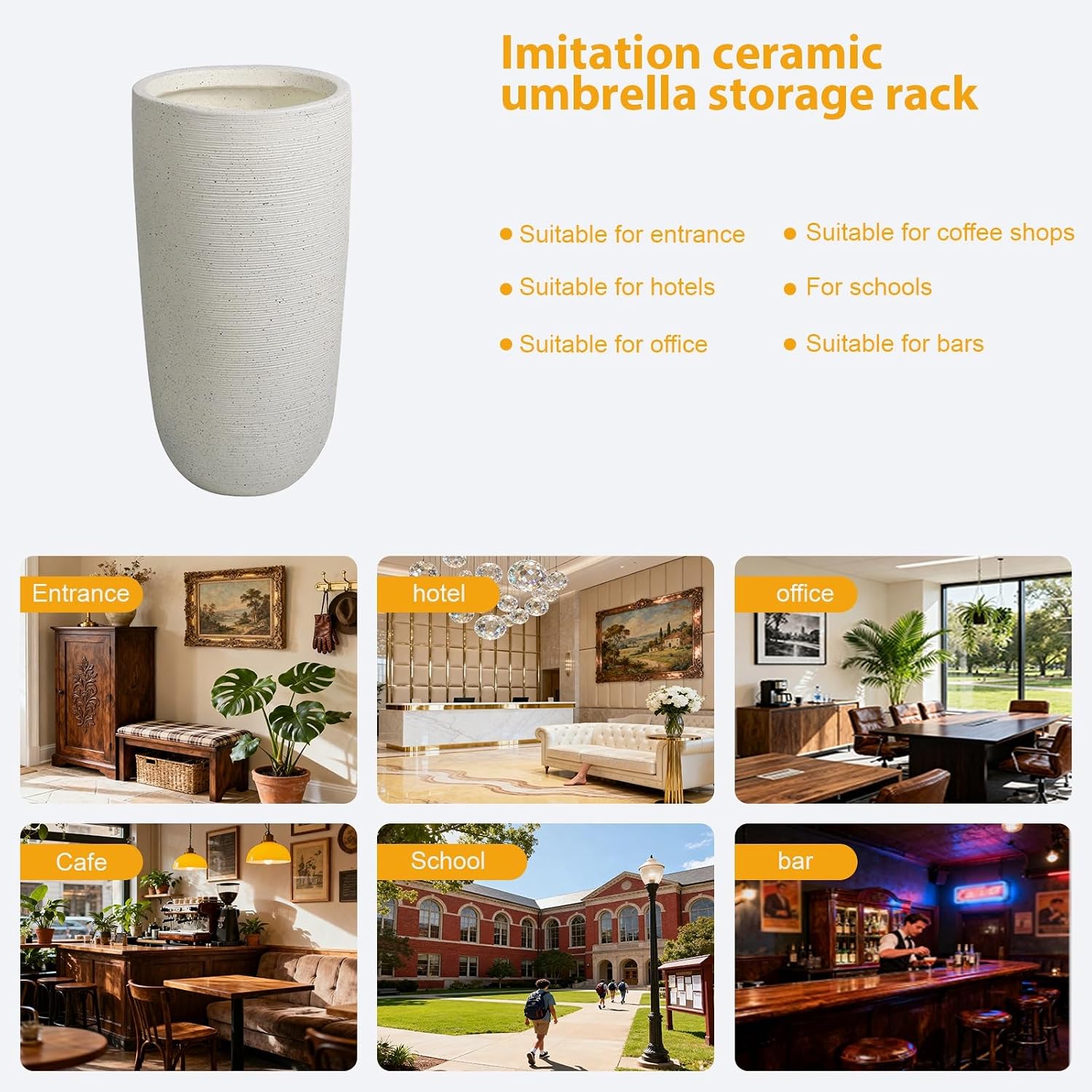 Indoor Large-Capacity Standing Umbrellas Bucket Commercial Ceramics Umbrella Holder Heavy Duty Modern Indoor Entryway Umbrellas Organizer
