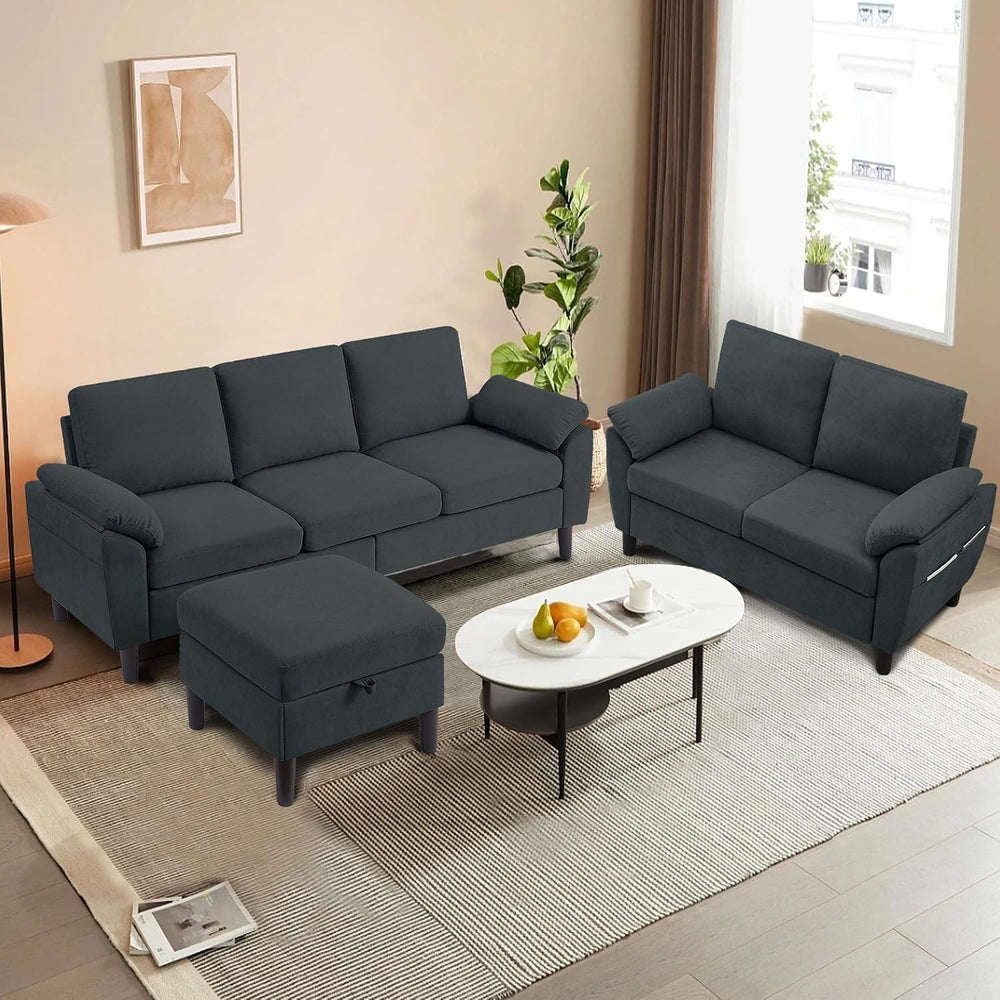 Convertible Sectional Sofa Set, 79" Modern L Shaped Couch and 57" L...