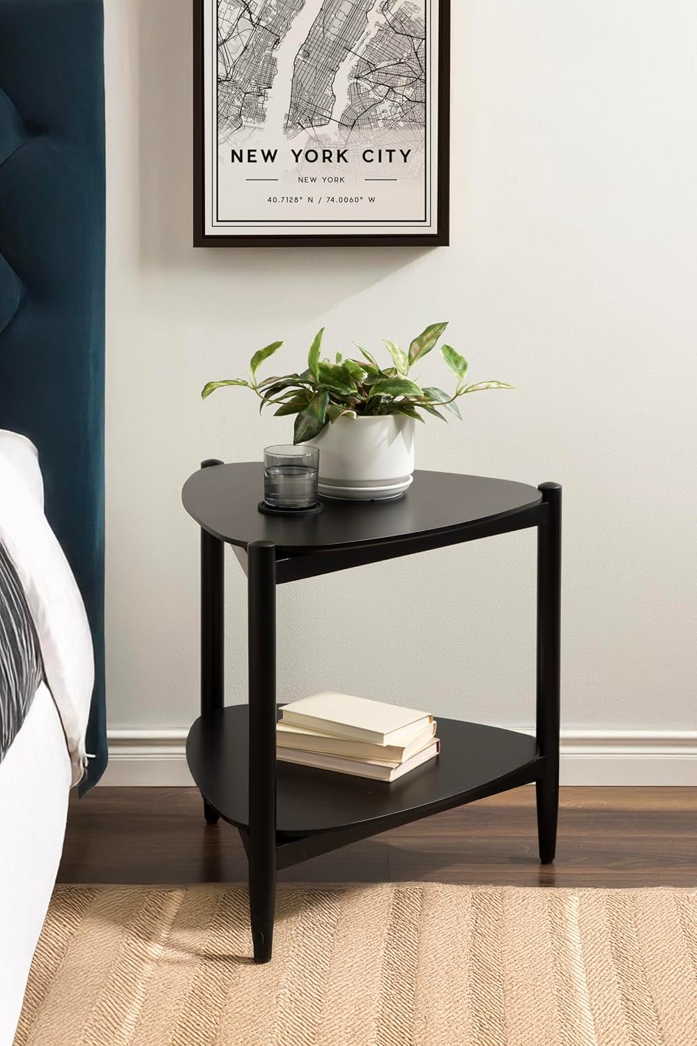 Kate and Laurel Knowlton Modern Tiered Triangle Side Table, 24 x 24 x 24, Bla...
