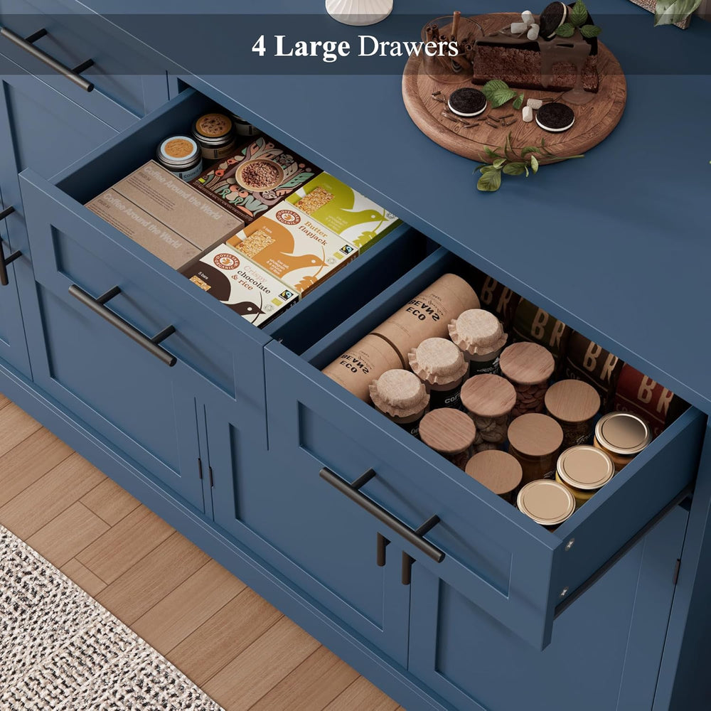 HOSTACK 60" Large Buffet Sideboard with Storage, 36" Tall Kitchen B...