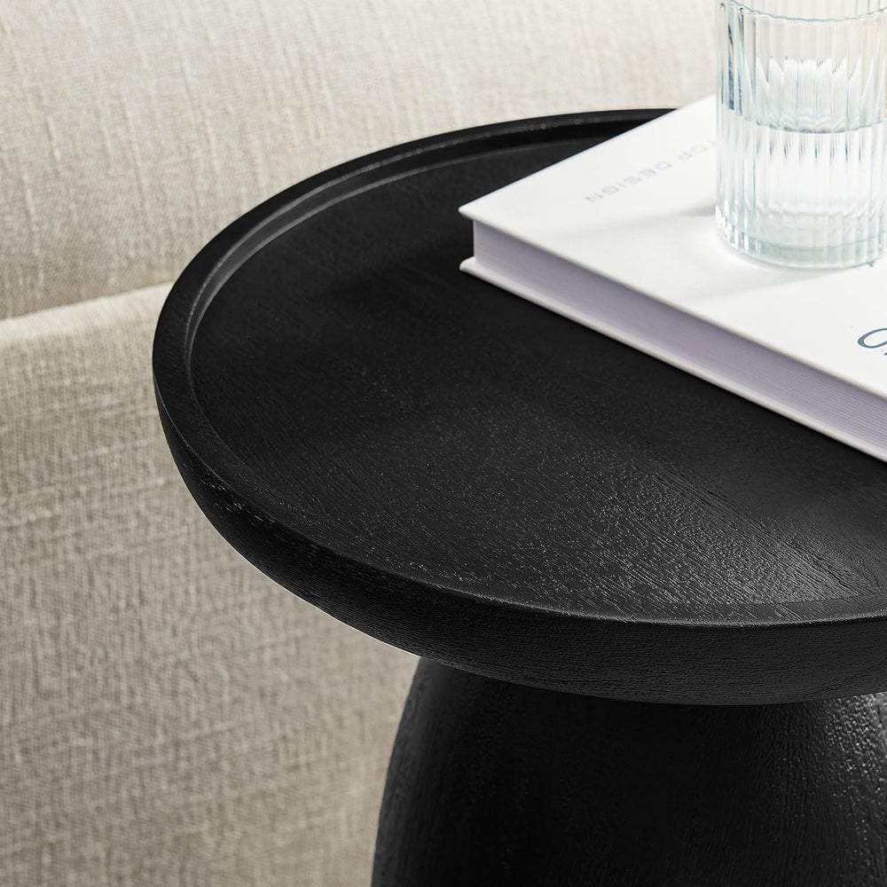 Modway Holloway Solid Mango Wood Side End Table in Black – Contemporary Woode...