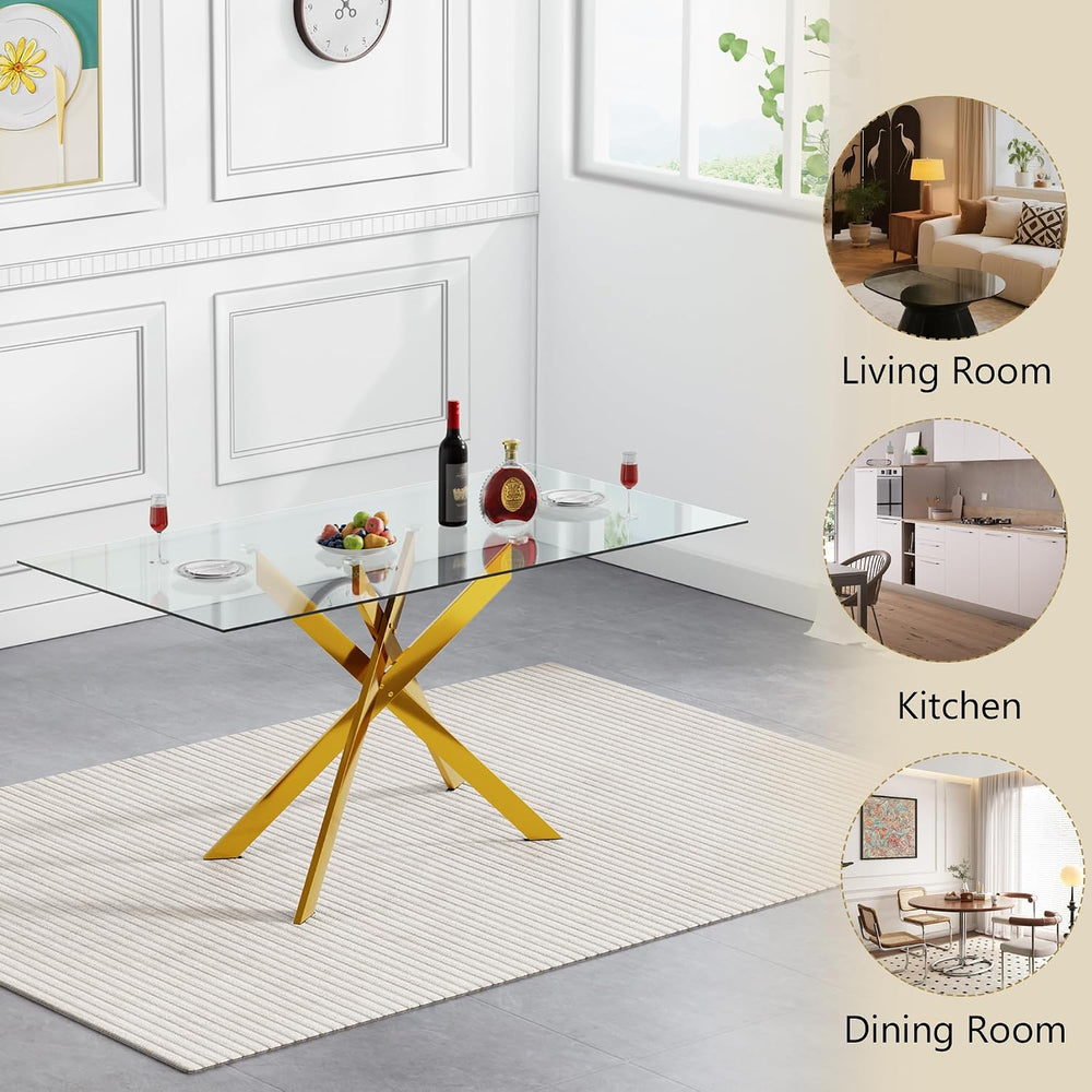 HomVent 60'' Rectangle Glass Dining Table Set for 6 | Glass Kitchen T...