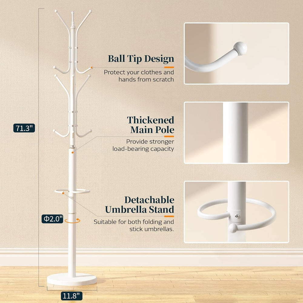 Yoobure Metal Coat Rack Freestanding with Marble Base, Coat Tree with 12 Hook...