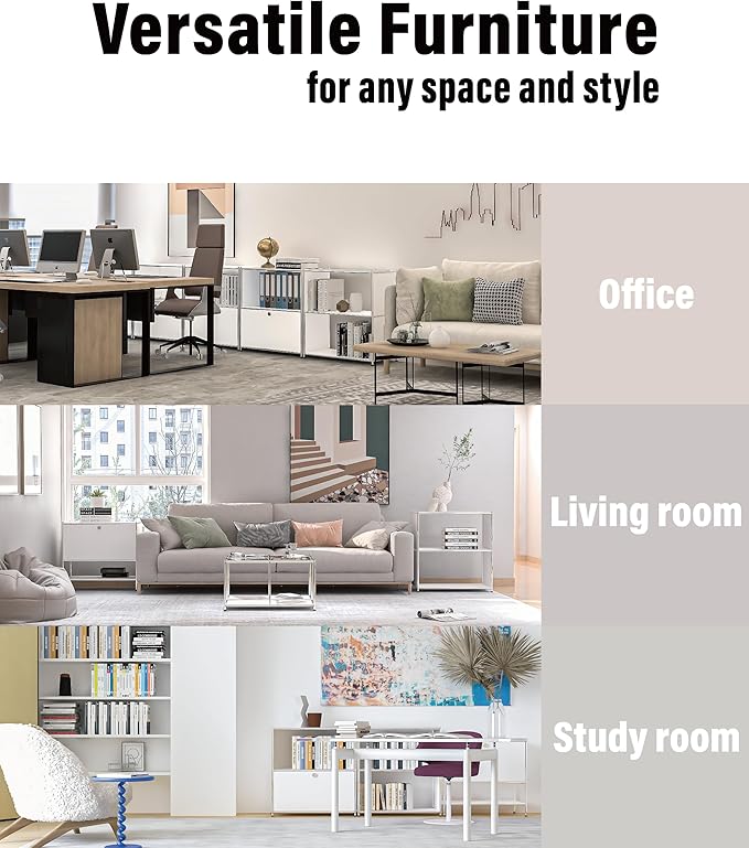 32-Inch 2-Tier Metal Bookcase, Open Shelf Storage Organizer for Living Room, Bedroom, Side Table or Nightstand Use, Modern DIY Assembly, White
