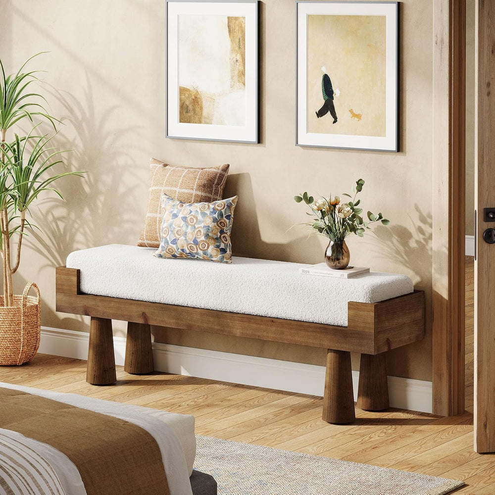 Tribesigns Upholstered Entryway Bench, Shoe Bench Padded Seat with Solid Wood...