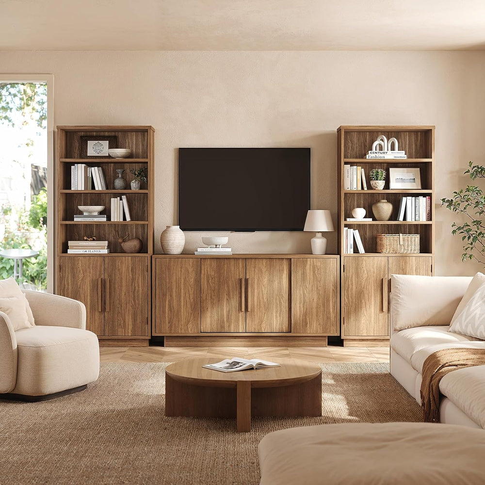 ModernMate 63'' Sideboard Buffet Cabinet with 4 Sliding Doors, Wood C...