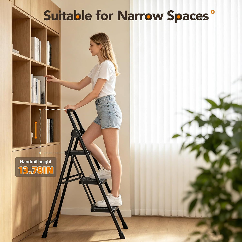 HBTower 3 Step Ladder, Heavy Duty Step Stools for Adults