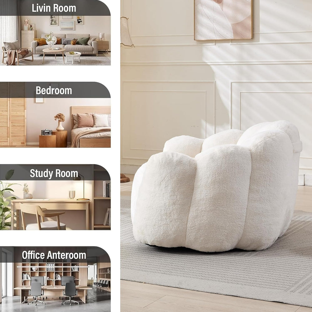 Bean Bag Chair for Adults, Floral Shaped Bean Bag Single Sofa, Ultra Soft Fau...