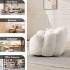 YITAI Large Bean Bag for Adults, Faux Fur Reading Sofa Chair with Petal Backrest,Fluffy Comfy Chair for Bedroom, Living Room, Study, Game 1PC Beige