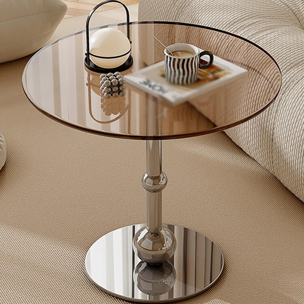 Bedside Table; Glass Coffee Table/Side Table with Stainless Steel Base—Suitab...