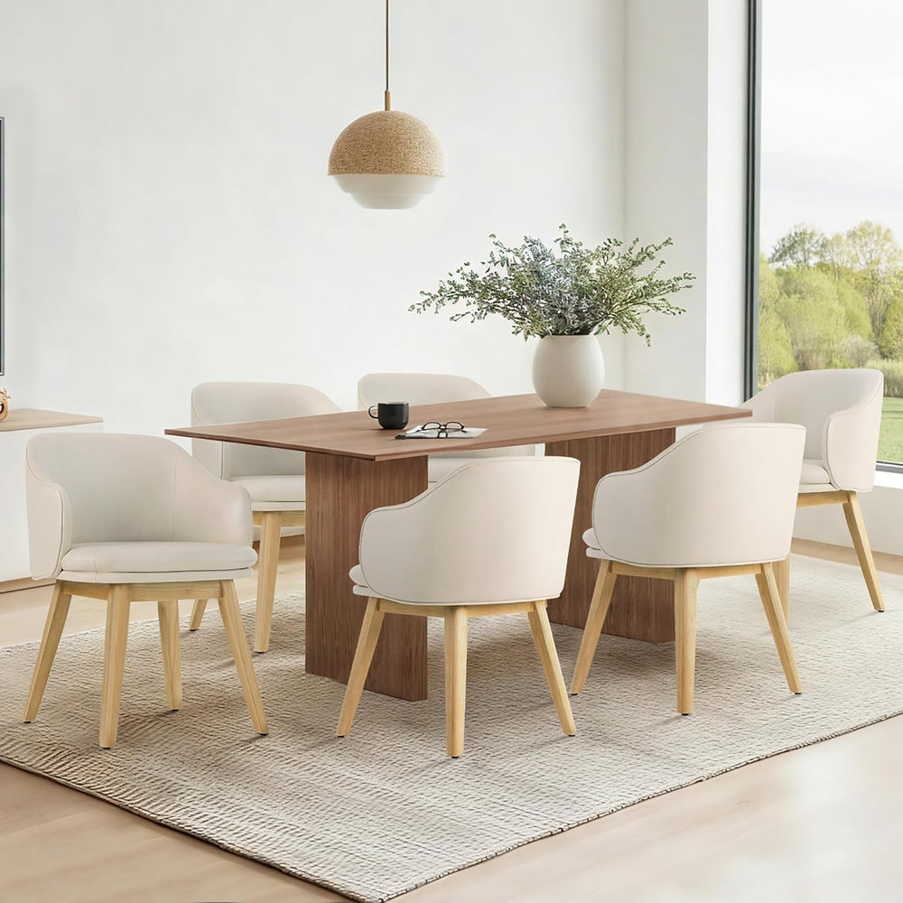 KISLOT Wooden Dining Chairs Set of 2, Faux Leather Upholstered Modern Dining ...