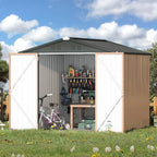 AECOJOY 7' x 7' Metal Storage Shed for Outdoor, Outdoor Storage Shed with Design of Lockable Doors, Utility and Tool Storage for Garden, Backyard, Patio, Outside use.