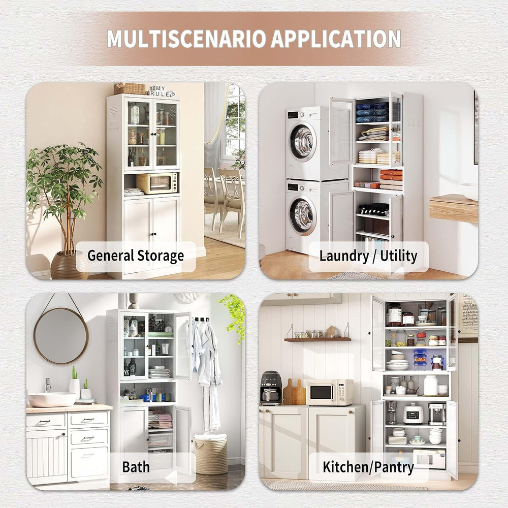 72" Kitchen Pantry Cabinets with Doors & Drawers, Freestanding Metal...