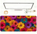 Colorful Floral Mouse Pad – Large Extended Desk Mat 35.43 x 15.75 in – Bright Rainbow Sunflower Design, Non-Slip Rubber Base, Waterproof Surface, Oversized Keyboard & Mouse Pad for Office or Gaming