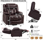 Triple Motor Large Power Lift Recliner Chair for Elderly with Heat and Massage, Lay Flat Lift Chairs for Seniors Infinite Position, Extended Footrest, USB Ports (Dark Brown)