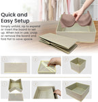 Reli. Drawer Organizers Clothes 14 Pack | Foldable Dresser Drawer Organizer | Beige Dresser Drawer Organizers | Fabric Drawer Dividers, Foldable Closet Storage Bins, Socks, Underwear, Ties, Bras, Nursery