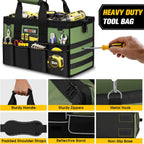 Heavy Duty Tool Bag 16-Inch - 19 Pockets Tool Organizer, Portable Electrician Toolbox W/Soft Handle, Christmas Birthday Gift Ideas for Men Dad Husband Him Mechanic Plumber, Wide Mouth Tool Storage Box
