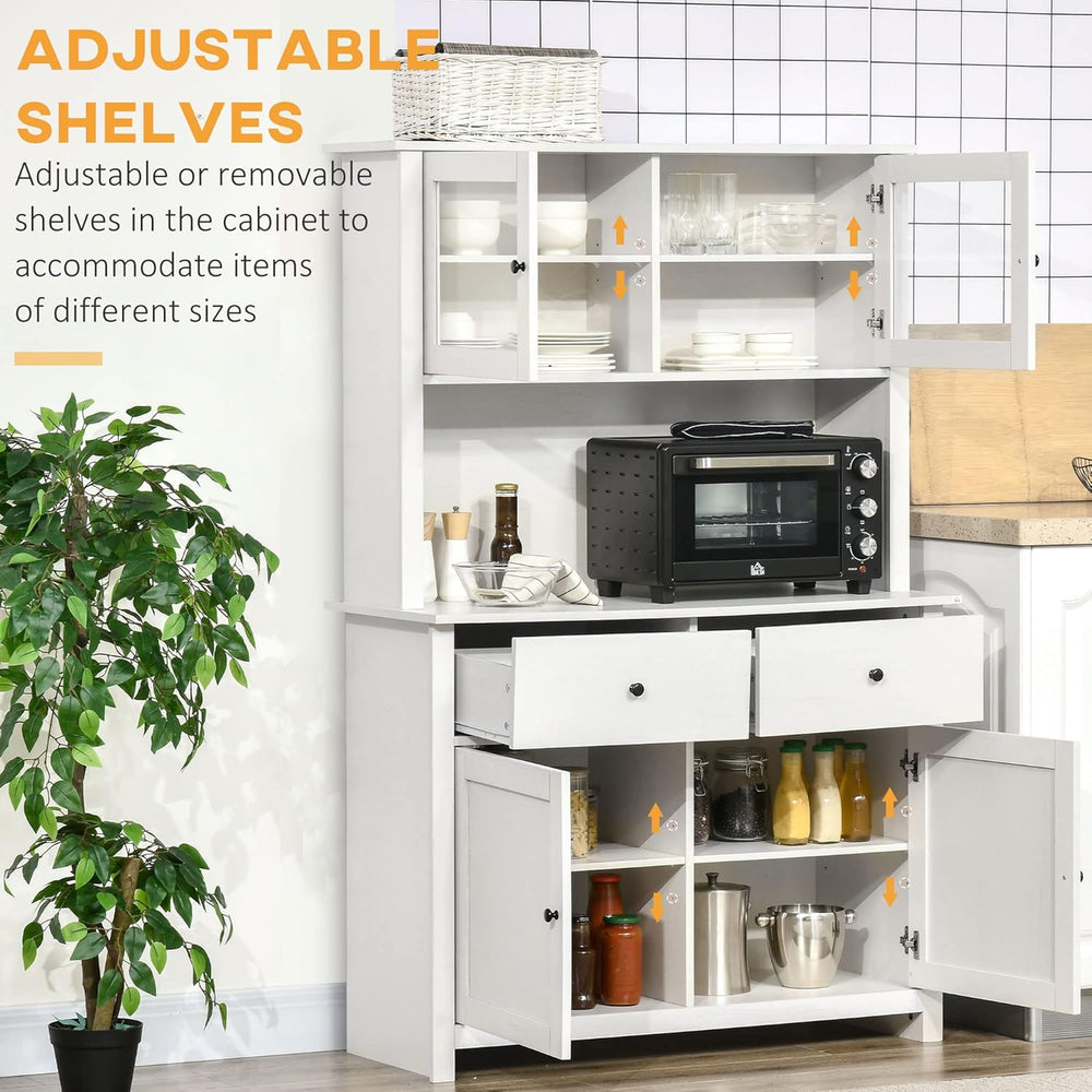 HOMCOM 63.5" Kitchen Buffet with Hutch, Pantry Storage Cabinet with 4 Sh...