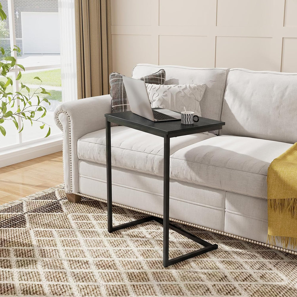 Tangkula C-Shaped End Table, Vintage Accent Couch Table with Heavy-Duty Metal...
