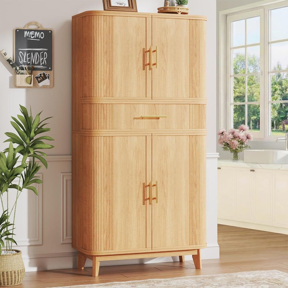 HUAHUU 71" Pantry Cabinet with Drawer, Kitchen Pantry Storage Cabinet wi...