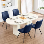 Dining Chairs Set of 2, Modern Dining Chairs with Thick Cushions, PU Leather Upholstered Kitchen Dining Room Chairs with Metal Legs for Dining Living Room (Navy Blue)