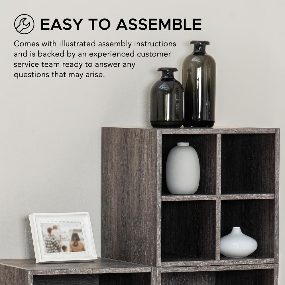 Sunjoy Quub Quarter Saving Stackable MDF Wood Cabinet for Living Room, Bedroo...