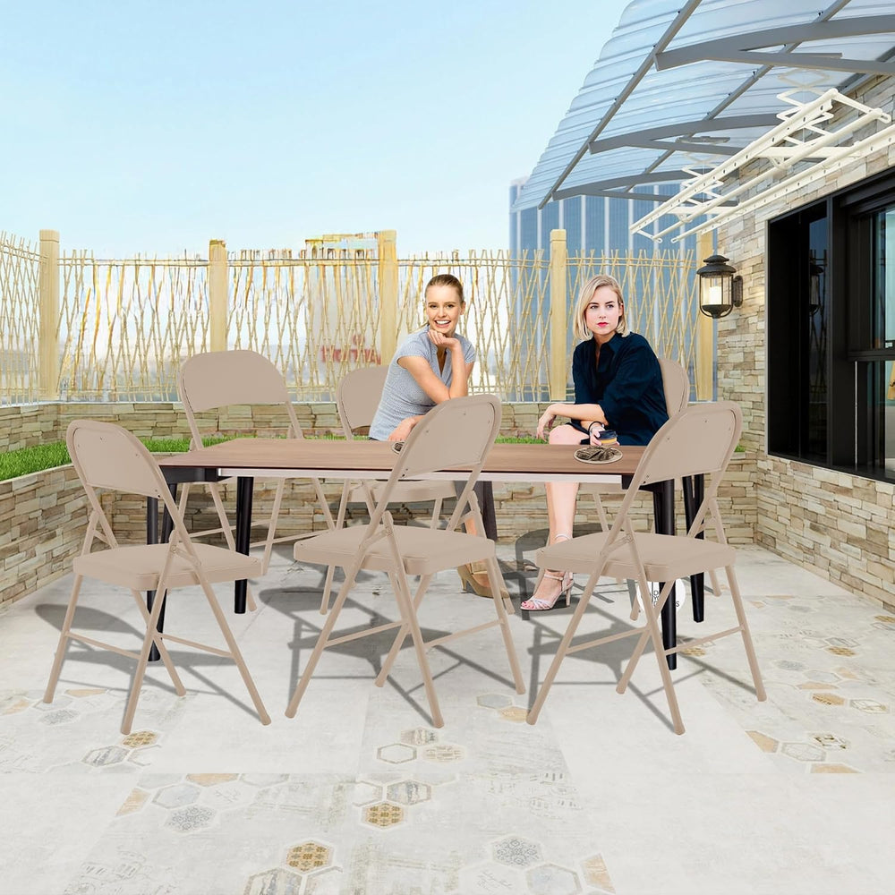 4 Pack Folding Chairs with Cushion, Comfortable Padded Foldable Dinning Chair...