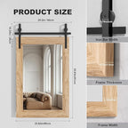 Hasipu Farmhouse Bathroom Mirror, 24"x36" Rustic Wood Framed Wall Mounted Mirror, Brown Vintage Vanity Mirror Barn Door Style Decrative Mirrors