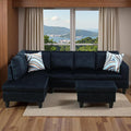 Sectional Couches for Living Room with Movable Chaise & Storage Ottoman - 97.5" Velvet L Shaped Couches for Living Room Apartment, 4 Seat Home Furniture Modular Sectional Sofas, Black Blue