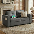 TYBOATLE 65" Small Couches for Bedroom, Mid-Century Modern Tufted Comfy Loveseat w/USB Charging Ports and Wide Arms, 2 Seater Office Small Sofa for Dorm, Apartment, Grey